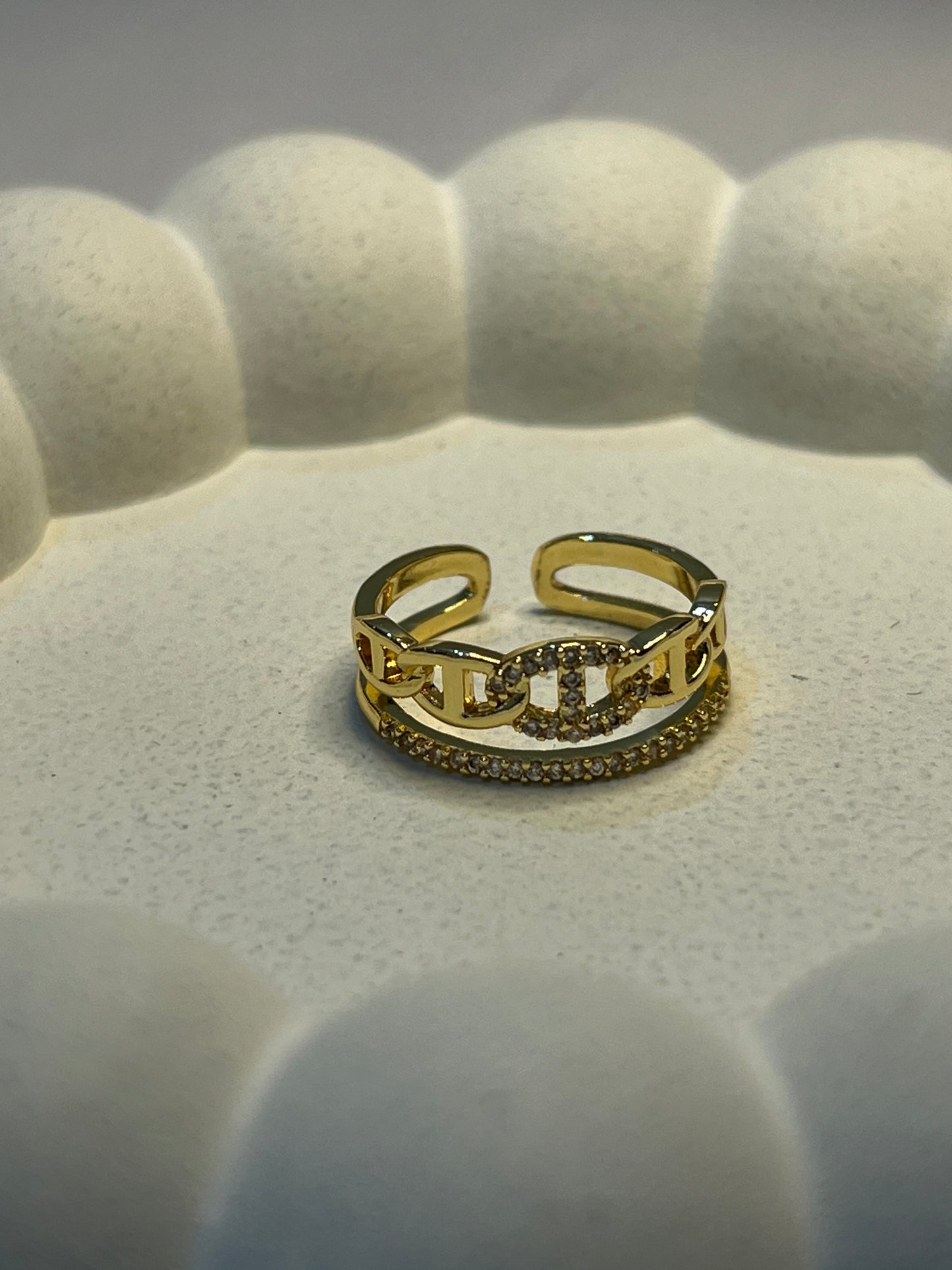 Chain Link- Layered Finger Ring (Adjustable)