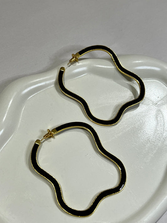 Curved Enameled Hoops (Pure Brass)