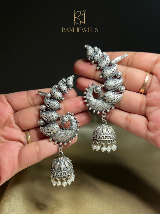 Kanphool Oxidised Jhumki Earcuffs