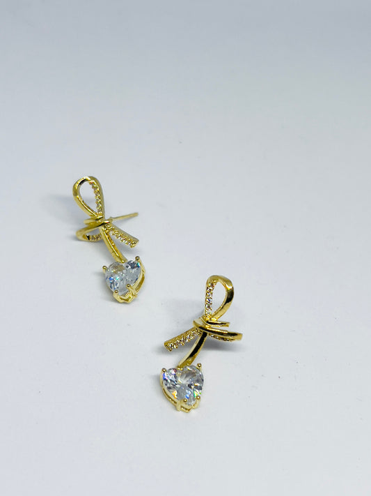 Tied-Heart Drop Earrings