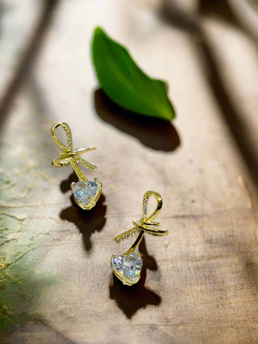 Tied-Heart Drop Earrings