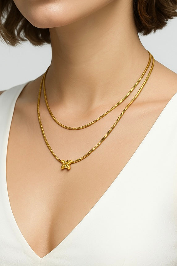 Butterfly in Layered Snake Chain (Pendant)