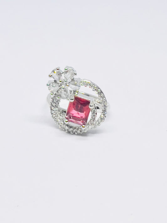 Rhodium-Plated Purple AD Finger Ring