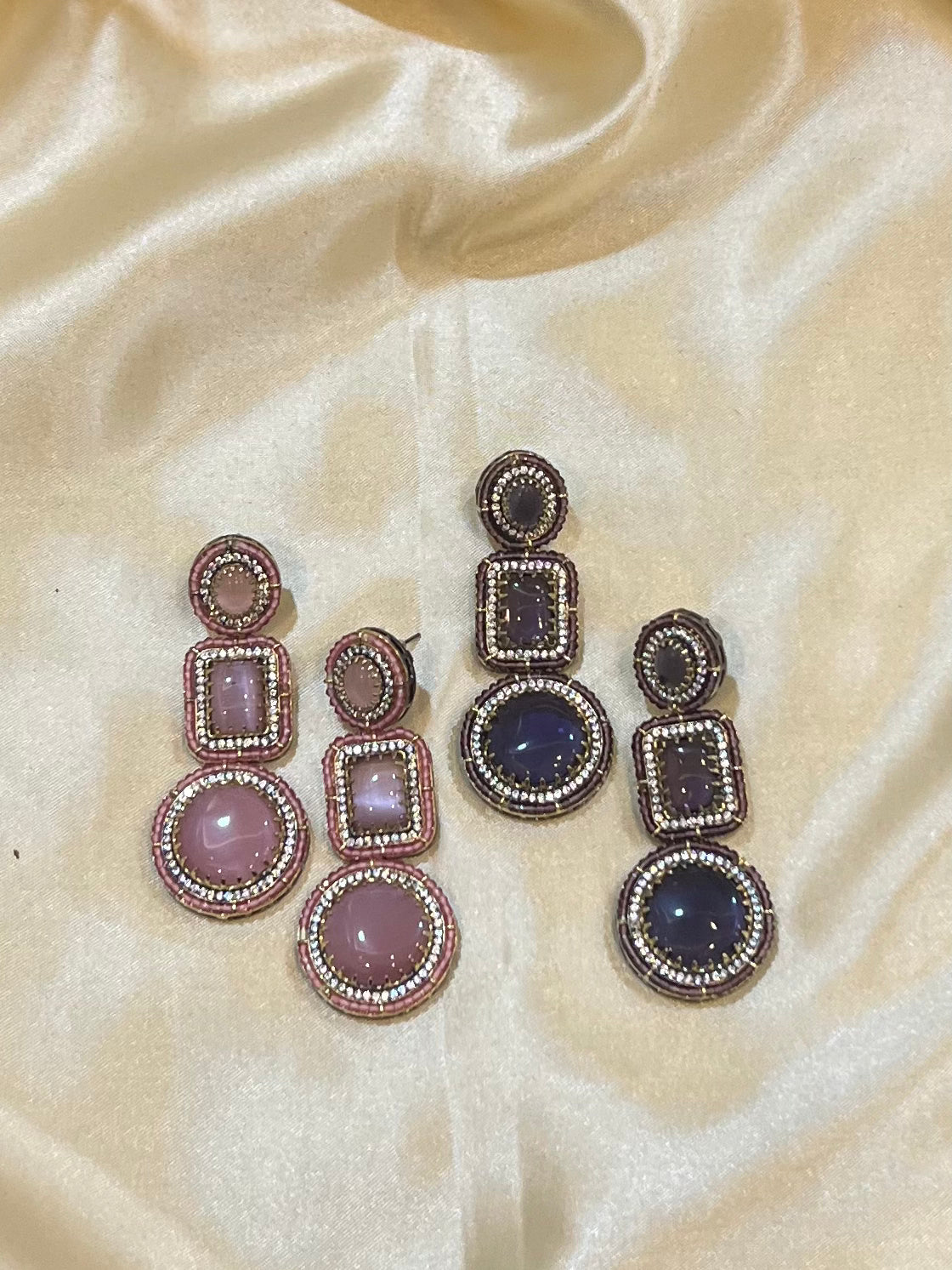 Crystal American Diamond Studded Drop Earrings
