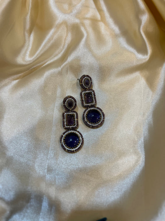 Crystal American Diamond Studded Drop Earrings