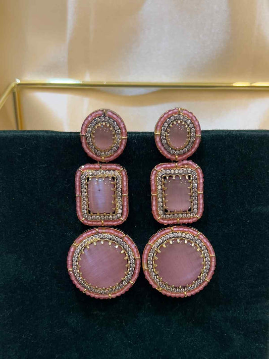 Crystal American Diamond Studded Drop Earrings