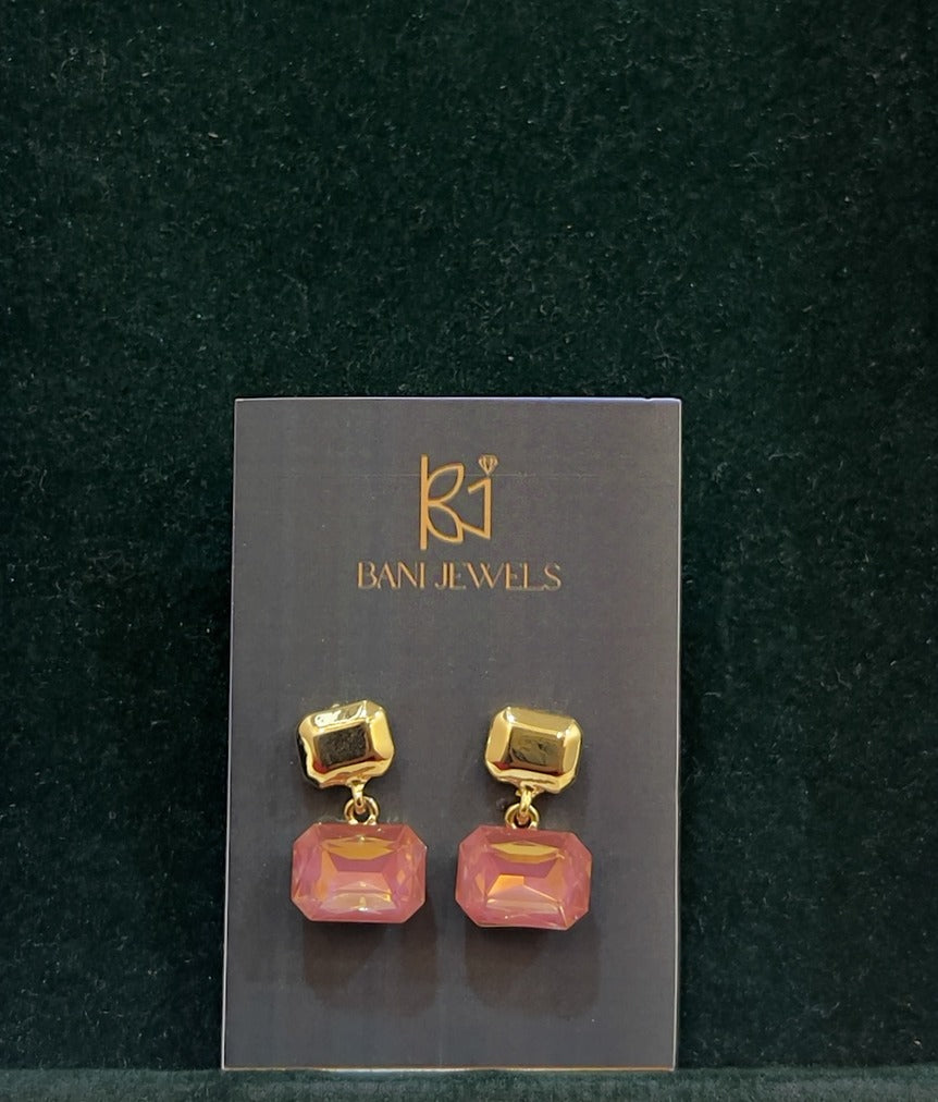 Pink Salt Crystal Drop Earrings