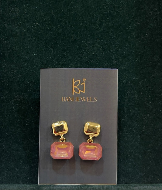 Pink Salt Crystal Drop Earrings