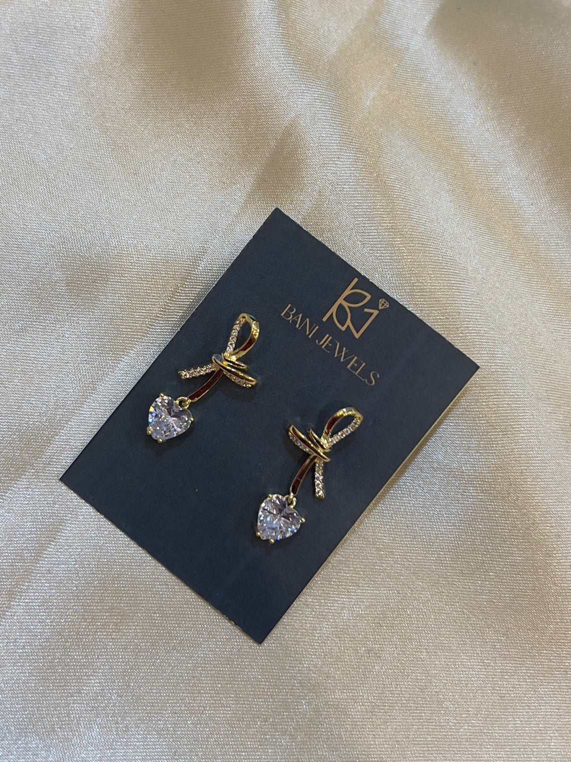 Tied-Heart Drop Earrings