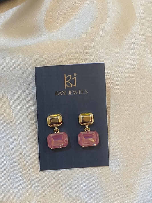 Pink Salt Crystal Drop Earrings