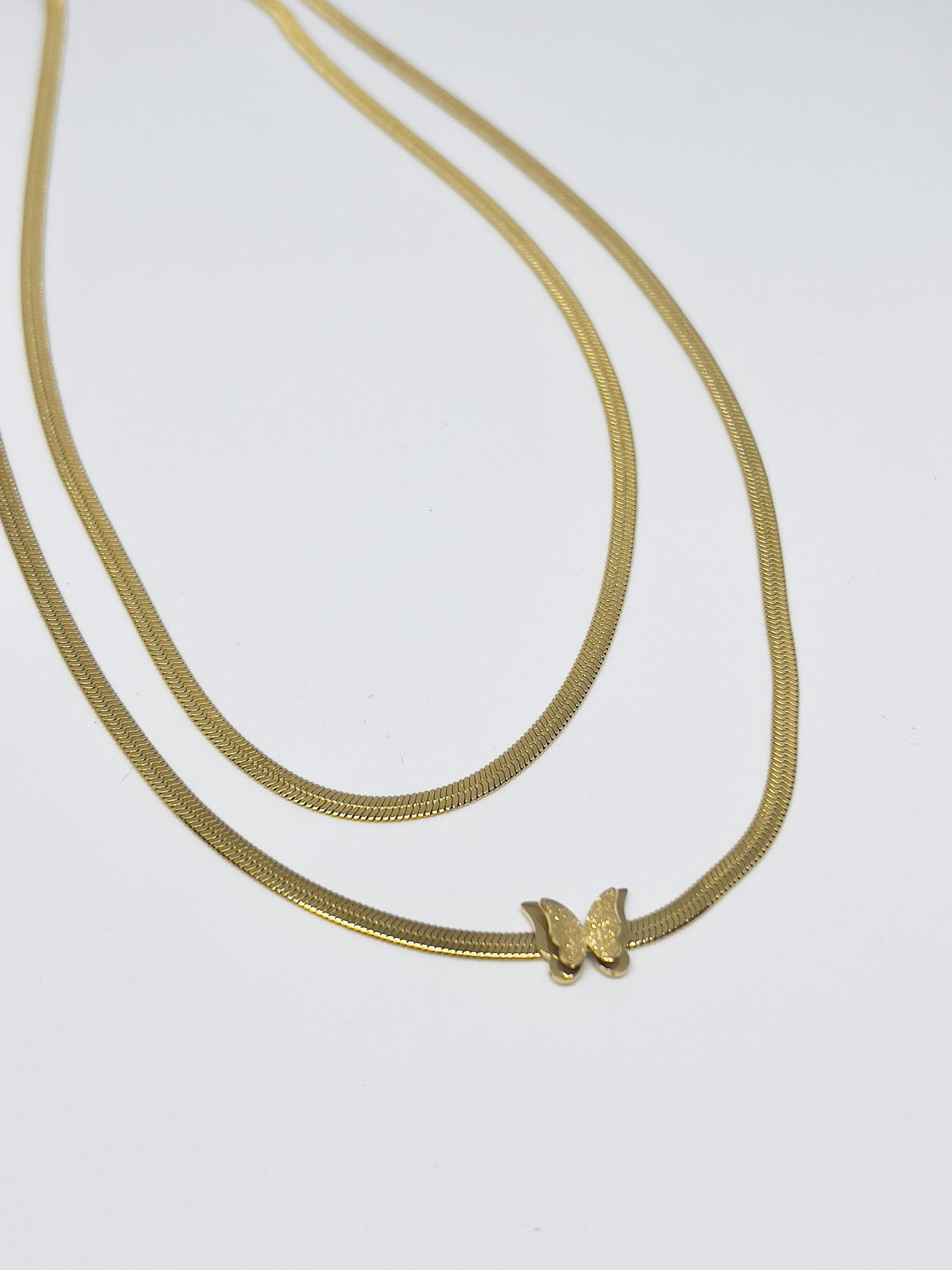 Butterfly in Layered Snake Chain (Pendant)