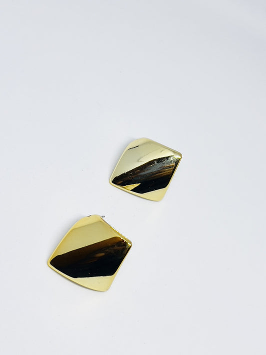 Curvy Square Studs - (Earrings)