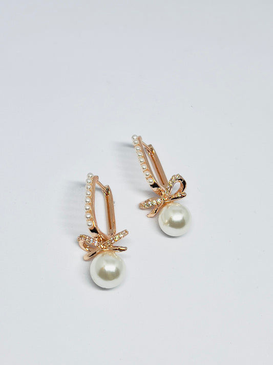 Cute Bow Tied Heart Drop Earrings