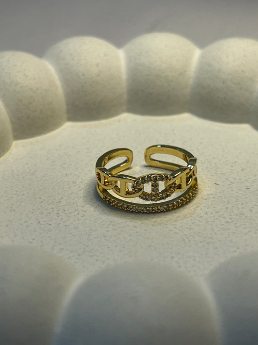 Chain Link- Layered Finger Ring (Adjustable)