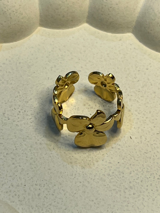Floral Cuffs - Layered Finger Ring (Adjustable)