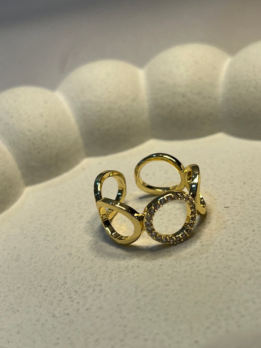 Duo Loops Cuff - Layered Finger Ring (Adjustable)