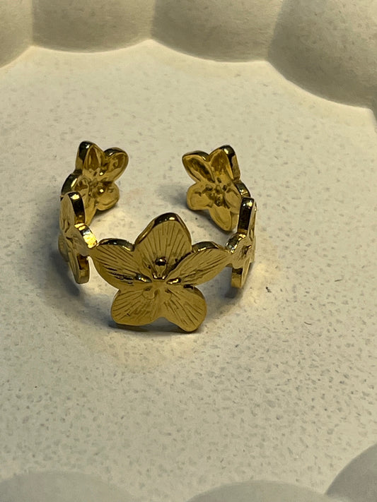 Floral Cuff Finger Ring (Adjustable)