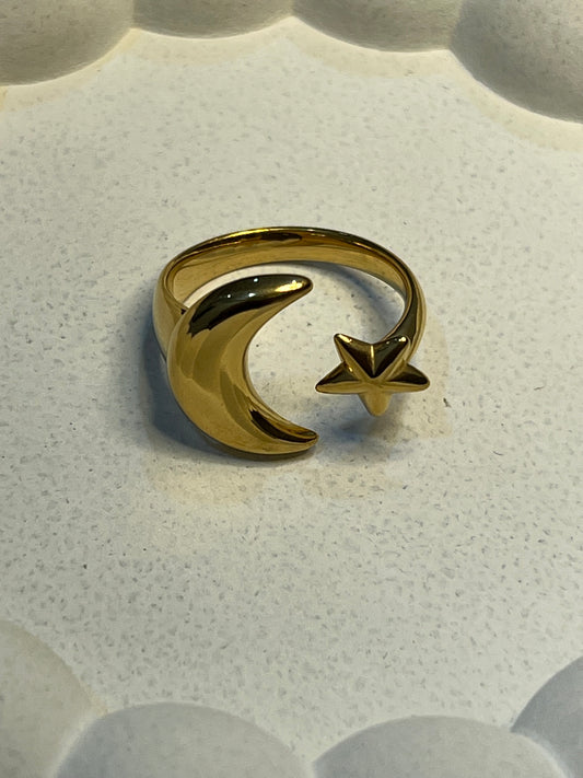 Luna Star Finger Ring (Adjustable)