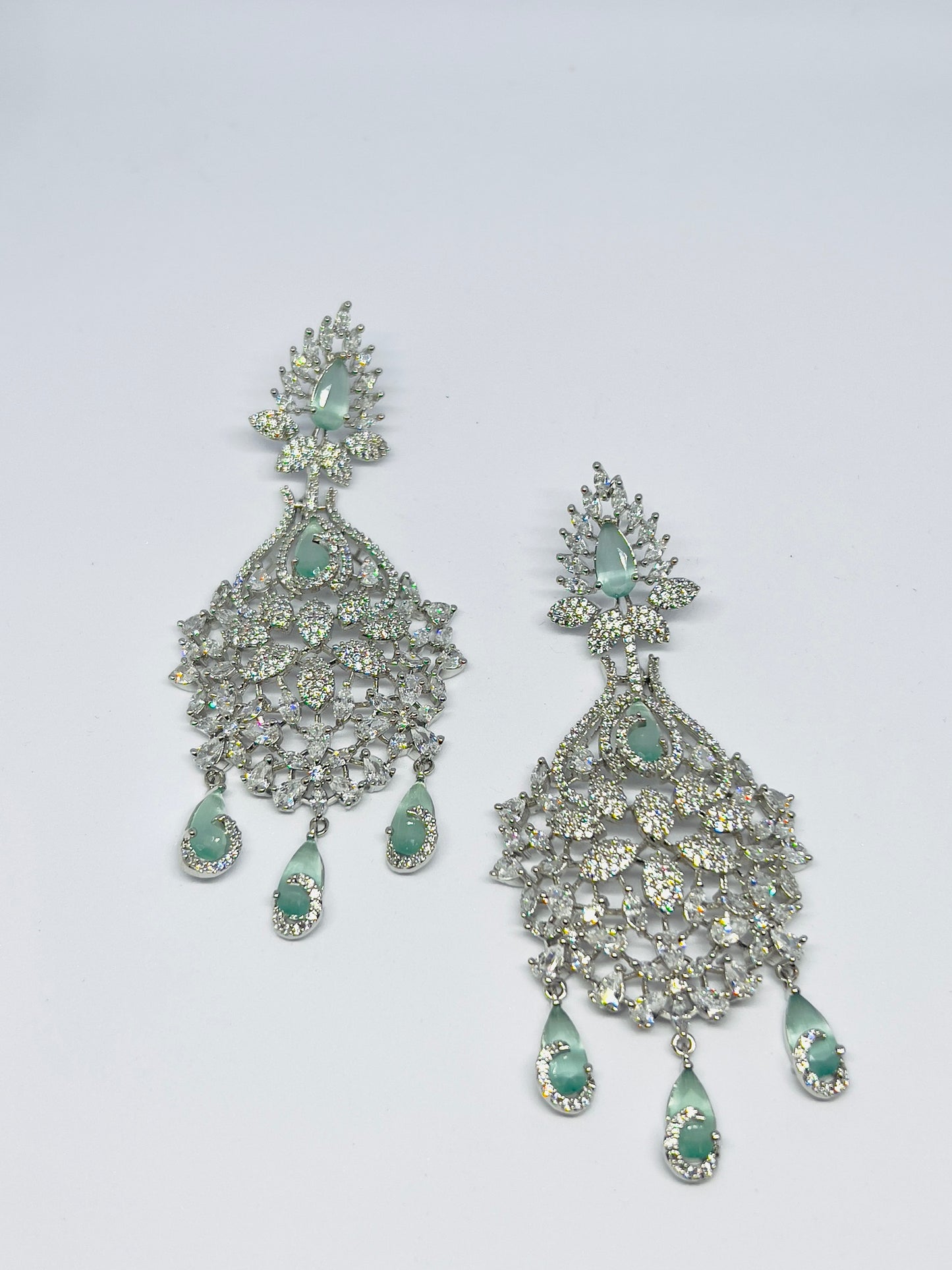 AD Cocktail Earrings (Mint Green)