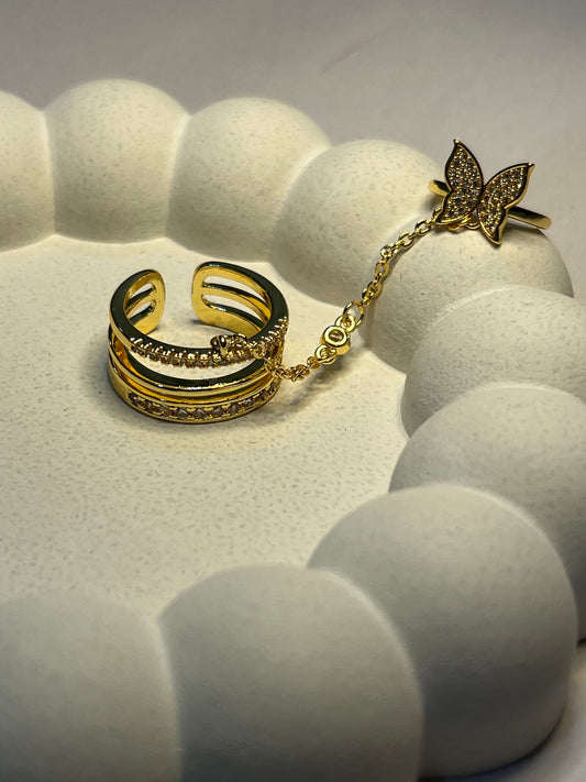 Butterfly Finger Chain - Finger Ring (Adjustable)