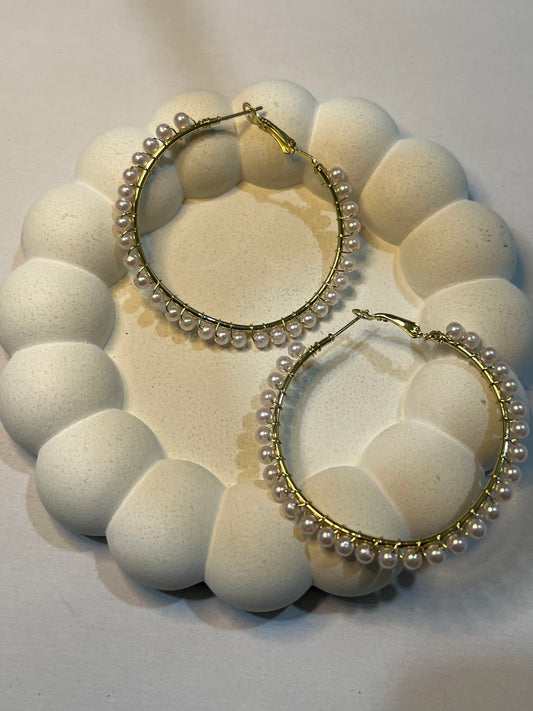 Pearly Hoop Earrings