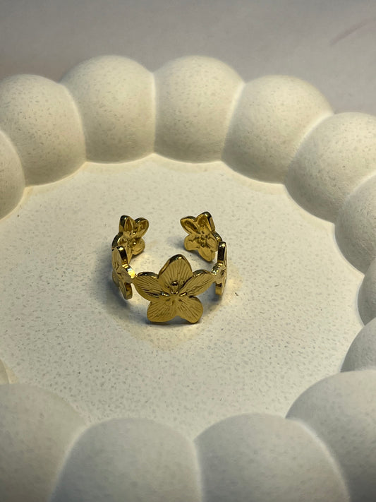 Floral Cuff Finger Ring (Adjustable)