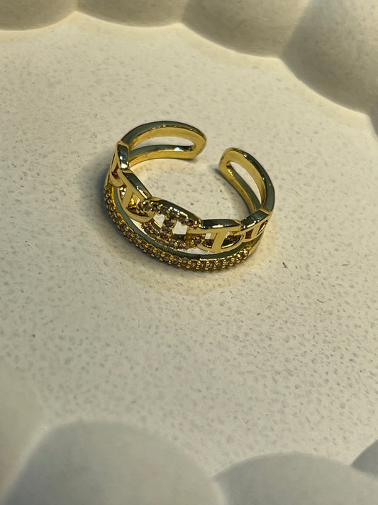 Chain Link- Layered Finger Ring (Adjustable)