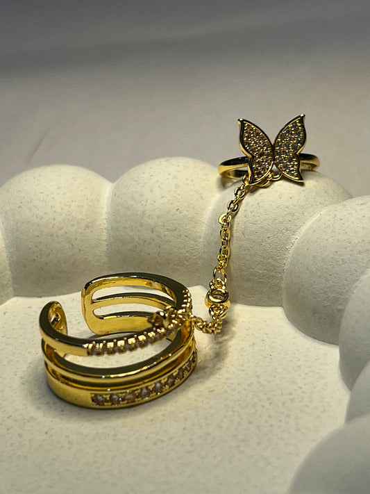 Butterfly Finger Chain - Finger Ring (Adjustable)