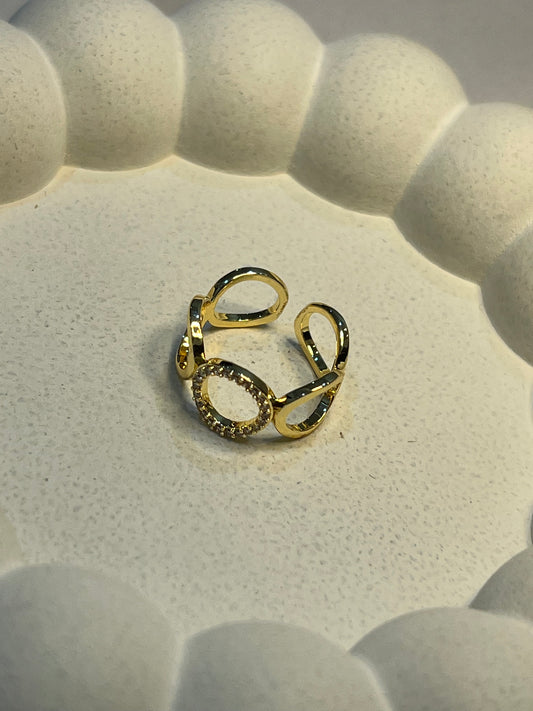 Duo Loops Cuff - Layered Finger Ring (Adjustable)