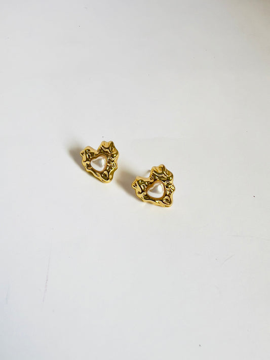 Heart of Stone Button Studs - (Earrings)