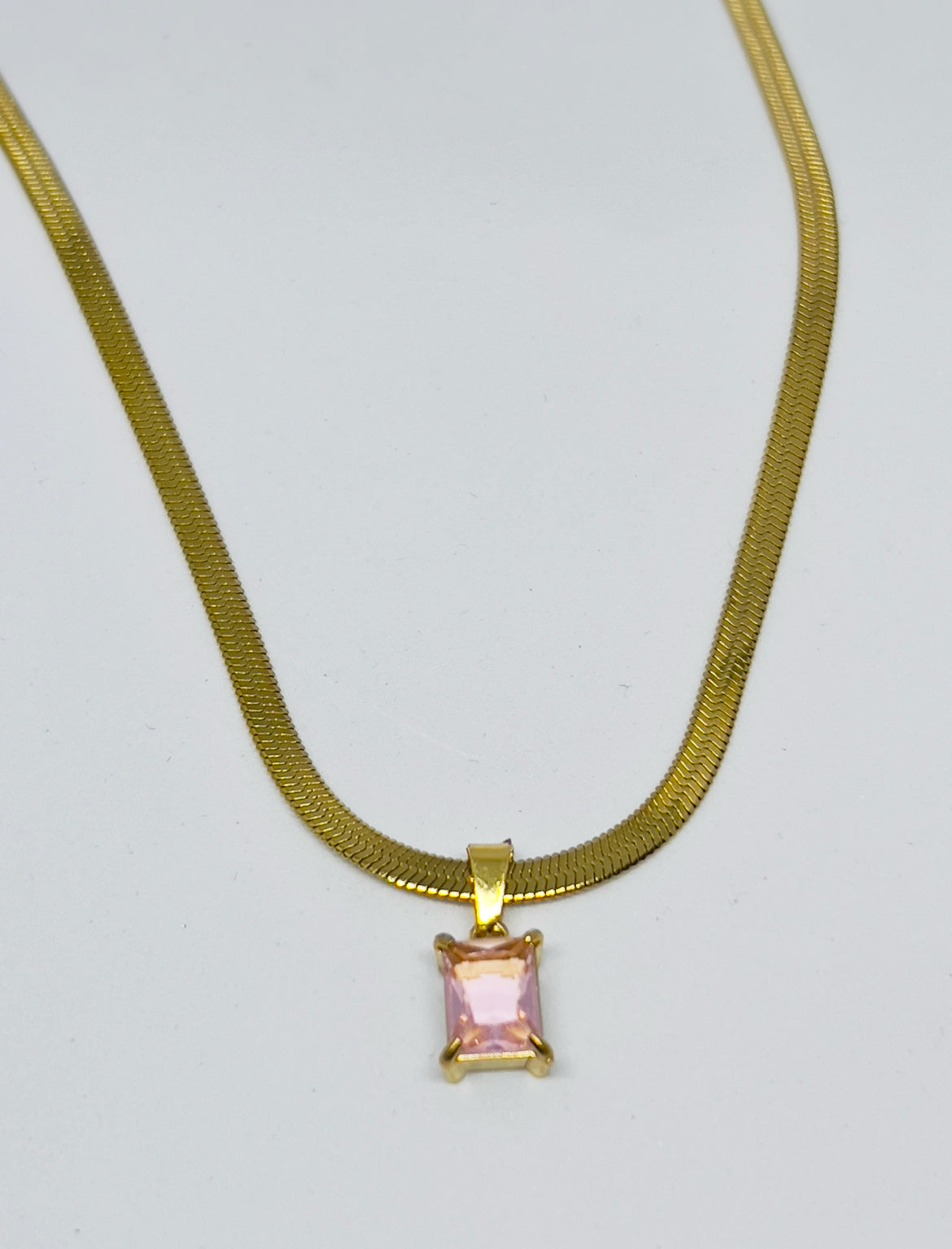 Minimalist Pink Pendant  on a Snake Chain