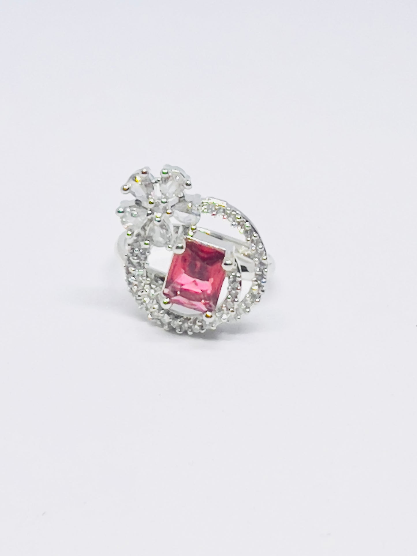 Rhodium-Plated Purple AD Finger Ring