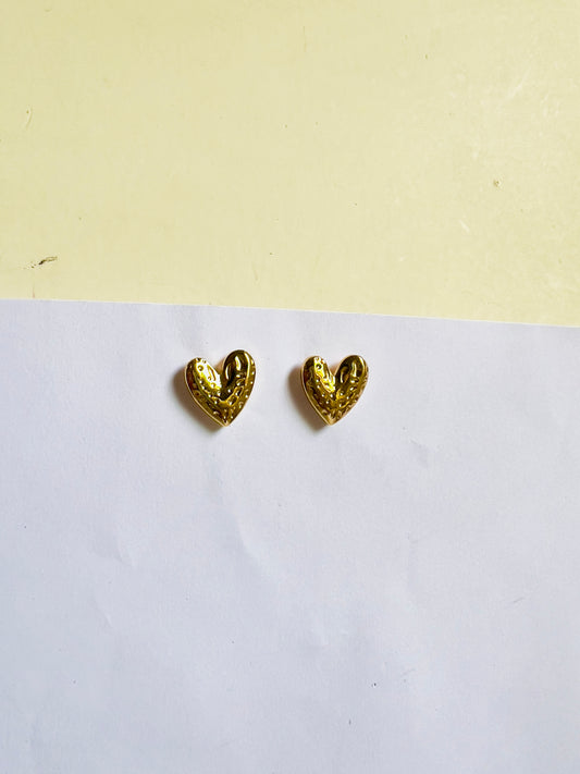 Heart Button Studs - (Earrings)