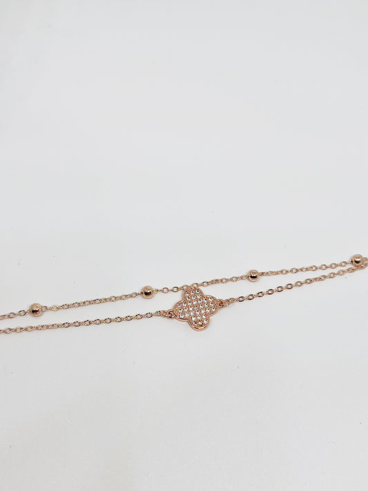 Layered Clover Bracelet (Rose Gold)