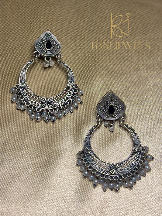 Minaari Oxidised Jhumki Earrings