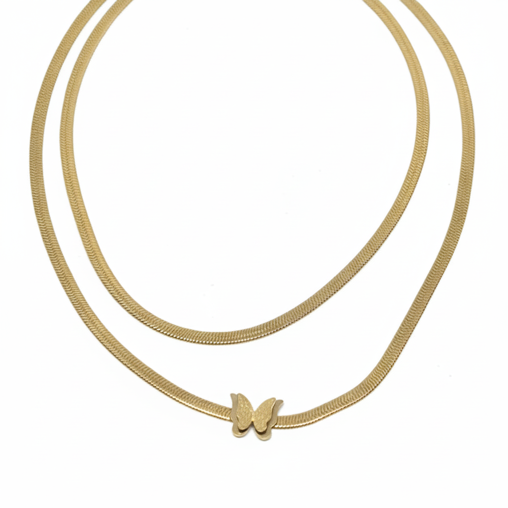 Butterfly in Layered Snake Chain - Catalog Style