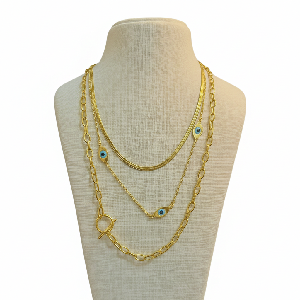 Evil Eye Gold Layered Necklace - Catalog Style